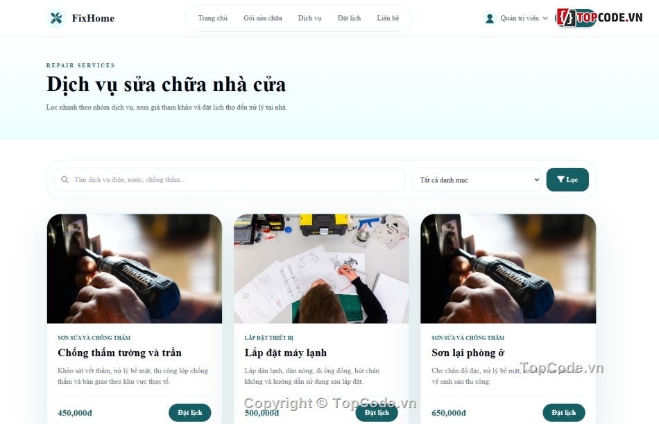 Website sửa chữa,Web sửa chữa,đặt lịch